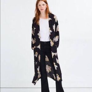 Zara Black Floral Kimono