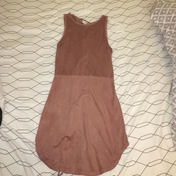 Blush suede mini dress