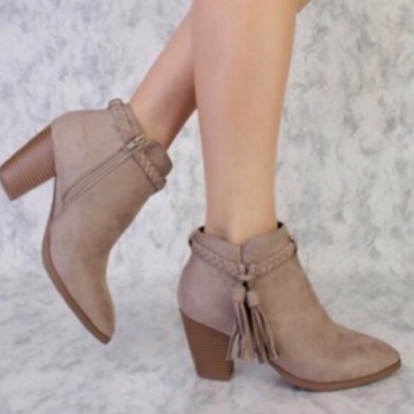 Please Like New Listing!!!! Taupe Tassel Booties - Picture 2 of 4