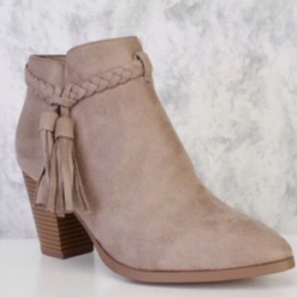 Please Like New Listing!!!! Taupe Tassel Booties - Picture 3 of 4