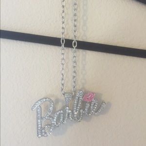 Silver Barbie logo necklace