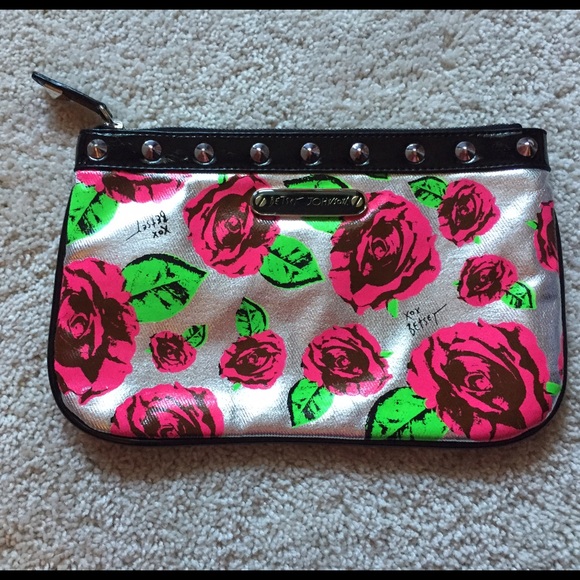 Betsey Johnson metallic silver clutch