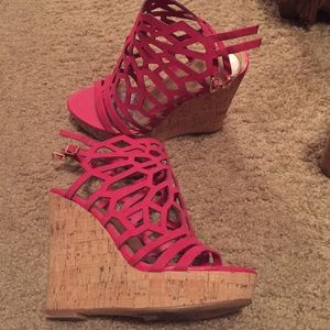 Hot pink wedges