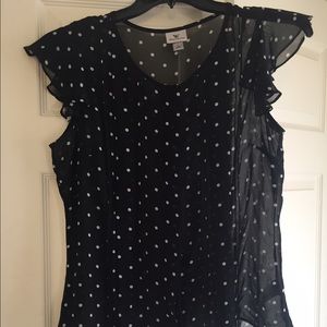 Black shirt with white polka dots