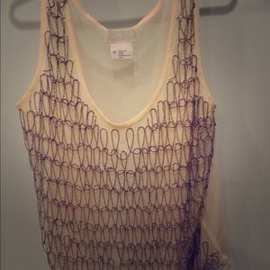 Mesh tank top with chain detail