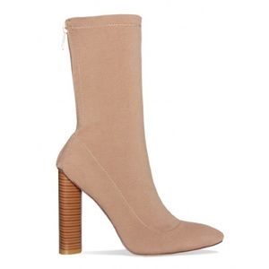 ❌SOLD❌BNIB Freya beige Lycra block heel sockboot