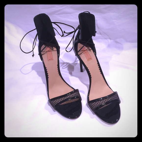 Reed Krakoff Shoes - Reed Krakoff mesh-trimmed patent leather sandals