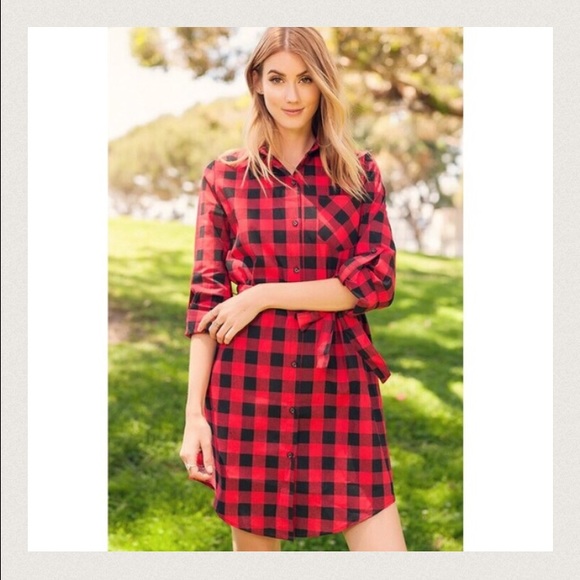 Buffalo Check Shirt Dress - Picture 2 of 4