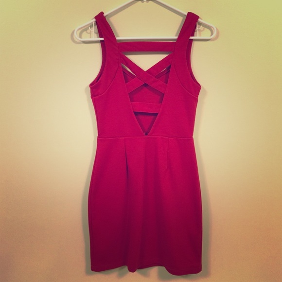 Lush Bodycon Strappy-Back Red Dress