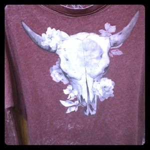 Chaser long sleeved cow skull shirt