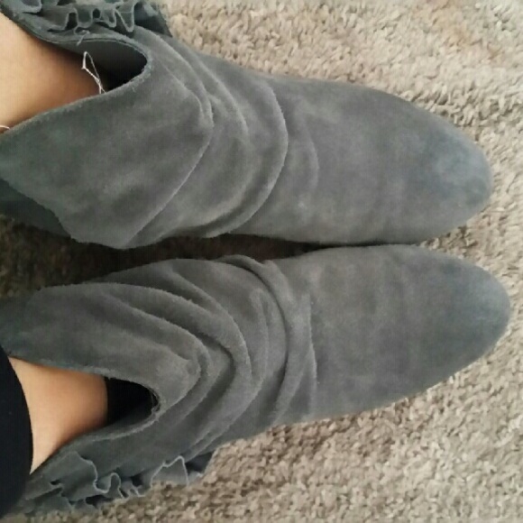 Grey anckle real leather booties