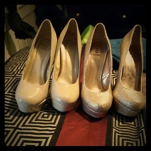 Nude and glitter pumps