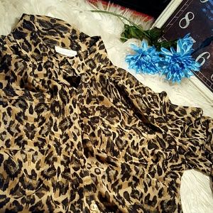 NEW YORK AND CO.  LEOPARD PRINT BLOUSE SM "EUC"