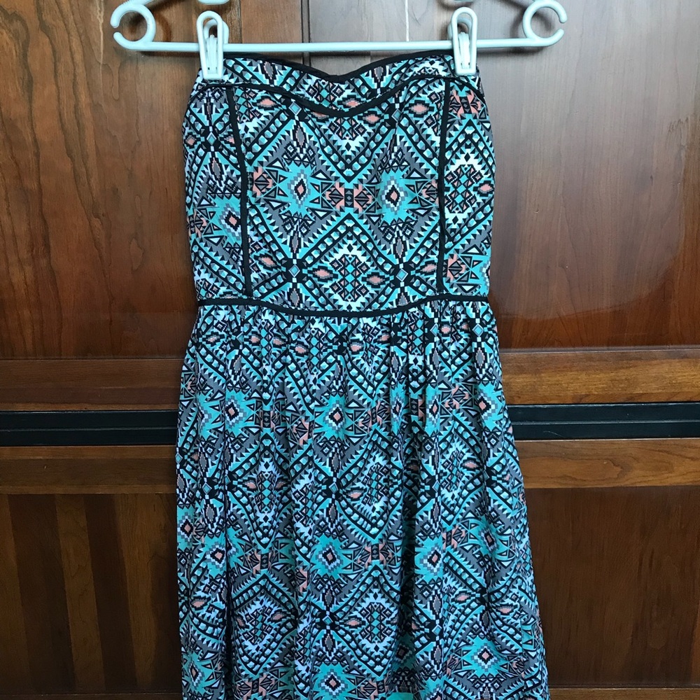 A-Line Strapless Francesca's Tribal-Printed Dress