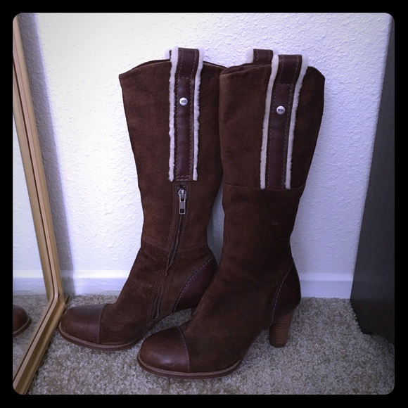 UGG Heeled Boots Suede Brown