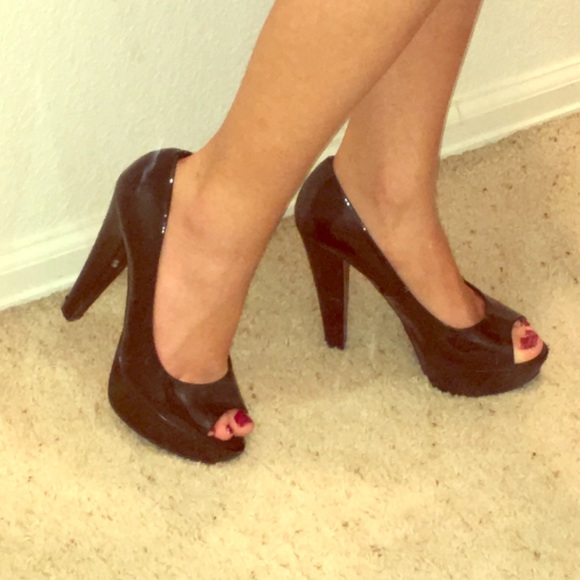 City Streets Black Peep-Toe Heel