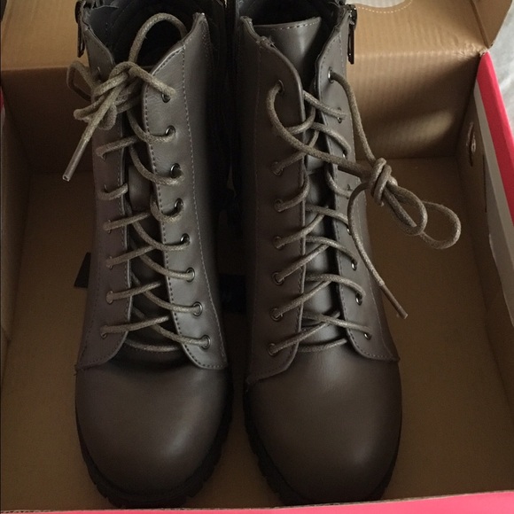 Charlotte Russe Shoes Grey Lace Up Ankle Boots Poshmark