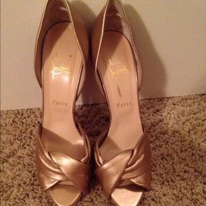 Christian Louboutin D'Orsay Gold Pumps