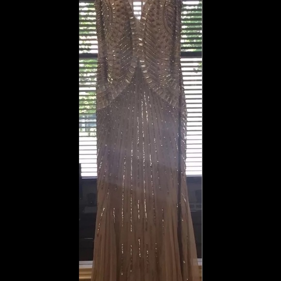 Aidan Mattox Gold Sequin Gown elegant!! - Picture 2 of 5