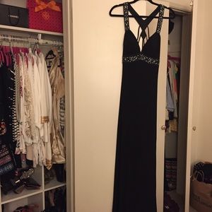 Open back floor length dress with gorgeous detail