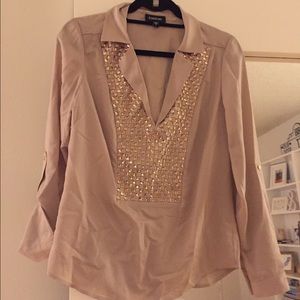 bebe low neck studded blouse