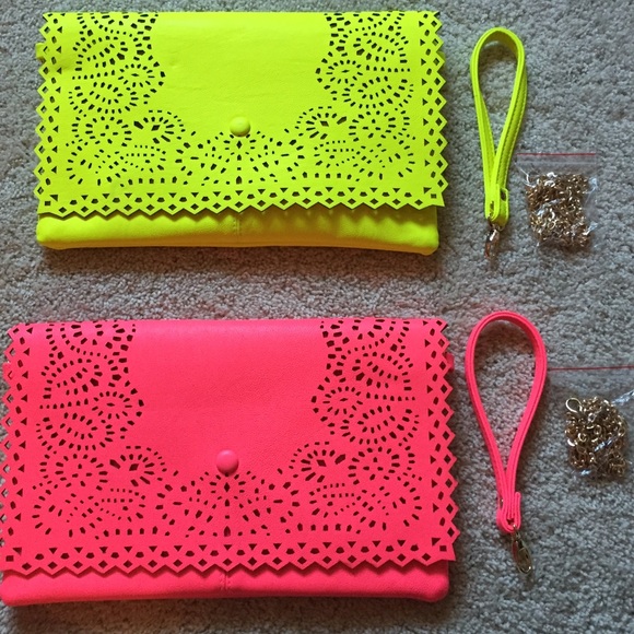 Neon perforated clutches
