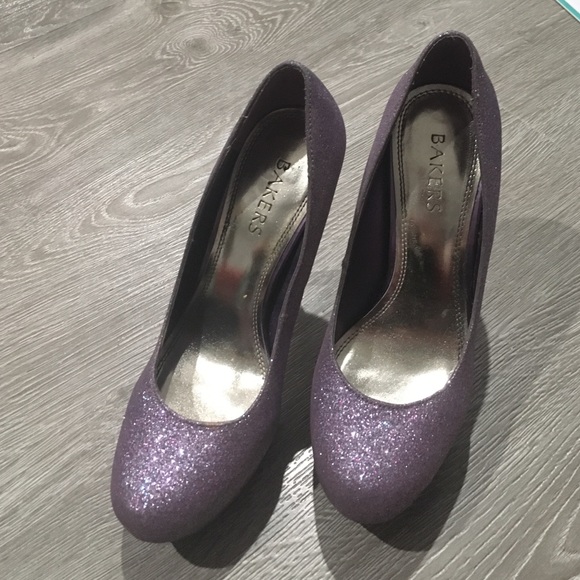 Purple sparkly bakers heels.