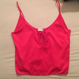 Red silk tank top