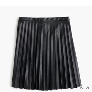 J.Crew Leather Pleated Skirt Black SZ 00