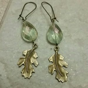 Lime green iridescent drop earrings