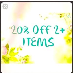 20% off 2 or more items. Bundle bundle bundle!
