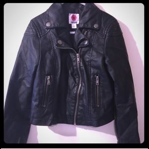 Girls Faux Black Leather Jacket