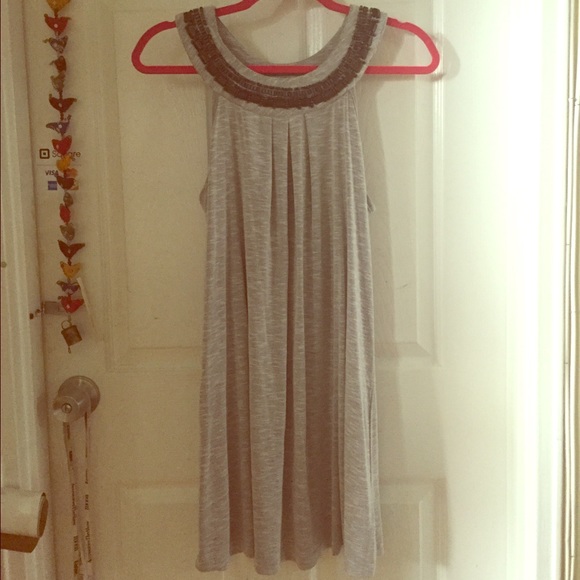 Beaded collar boat neck A-line dress