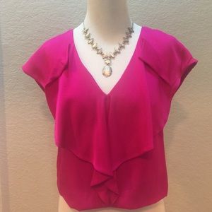 NWT Milly fuchsia pink silk ruffle blouse size 2