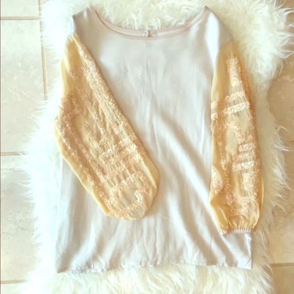 STARING AT STARS SEQUINS SLEEVE BLOUSE~SZ SM