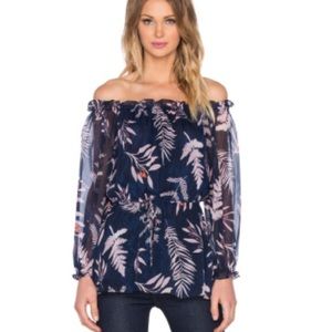 DVF Camila Top in Indigo Snake Leaves