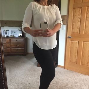 3/4 length sleeve Ivory/white blouse