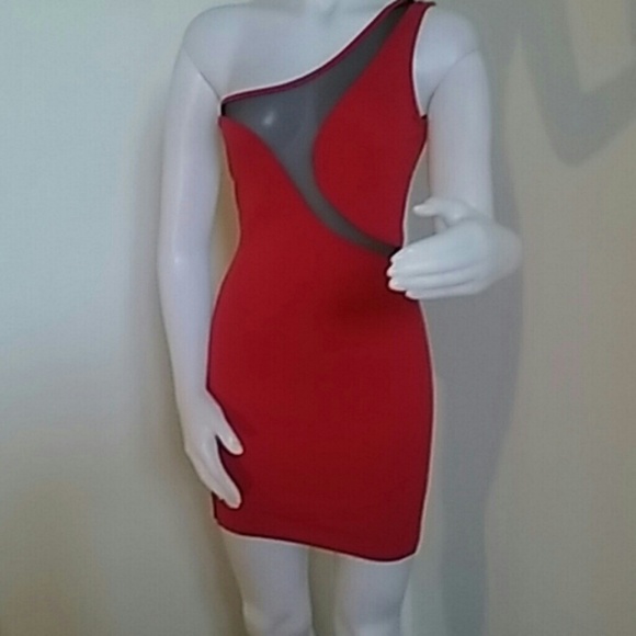 Red off-the-shoulder dress