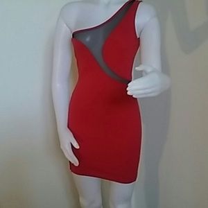 Red off-the-shoulder dress
