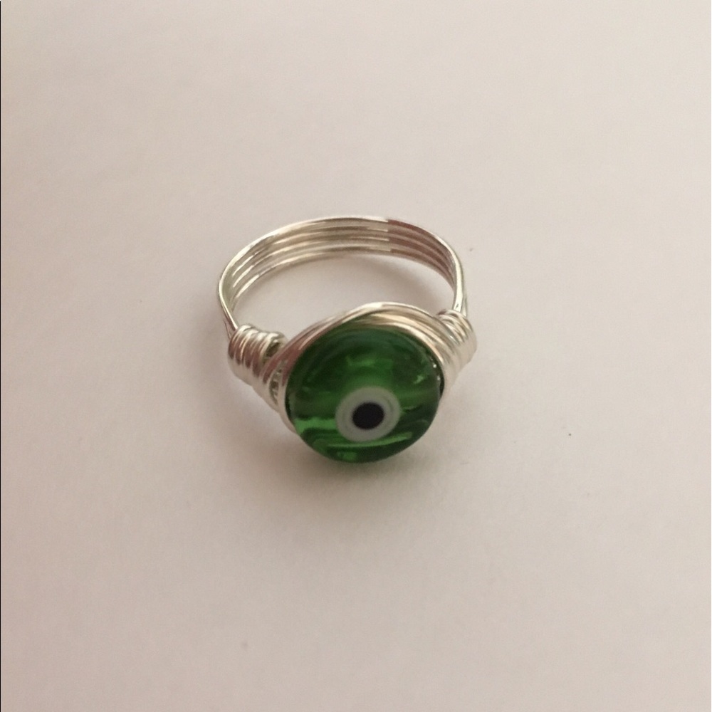 Evil Eye Silver WireWrapped Ring - Picture 5 of 5