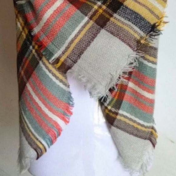 Pumpkin Spice Plaid Blanket Scarf - Picture 2 of 2