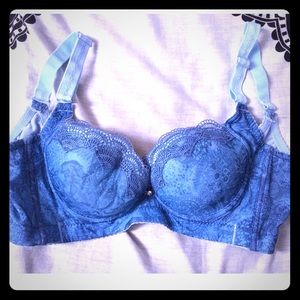 Beautiful Blue Lace Wide Bra