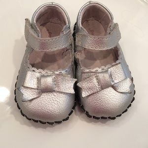 Silver leather infant girl Pediped shoes