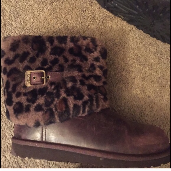 Leather cheetah print fur Uggs