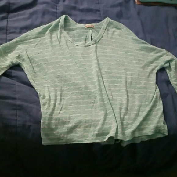 Mint blue and white stripped top