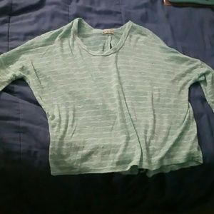 Mint blue and white stripped top
