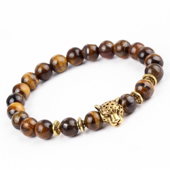 Leopard Head Bracelet Natural Stone Beadeds