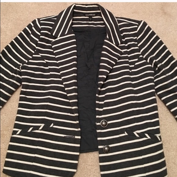 Gray and White Striped Express Blazer