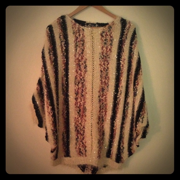New Bacci Fuzzy Sequin Sweater Sz M