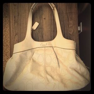 Gray/silver Coach purse